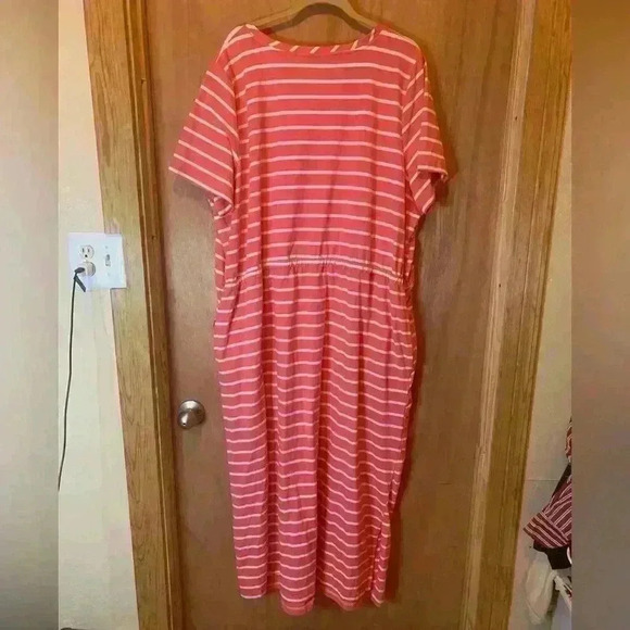 Kim Rogers Curvy Womens Pink & White Dress 3X Striped Short Sleeves - Picture 10 of 16